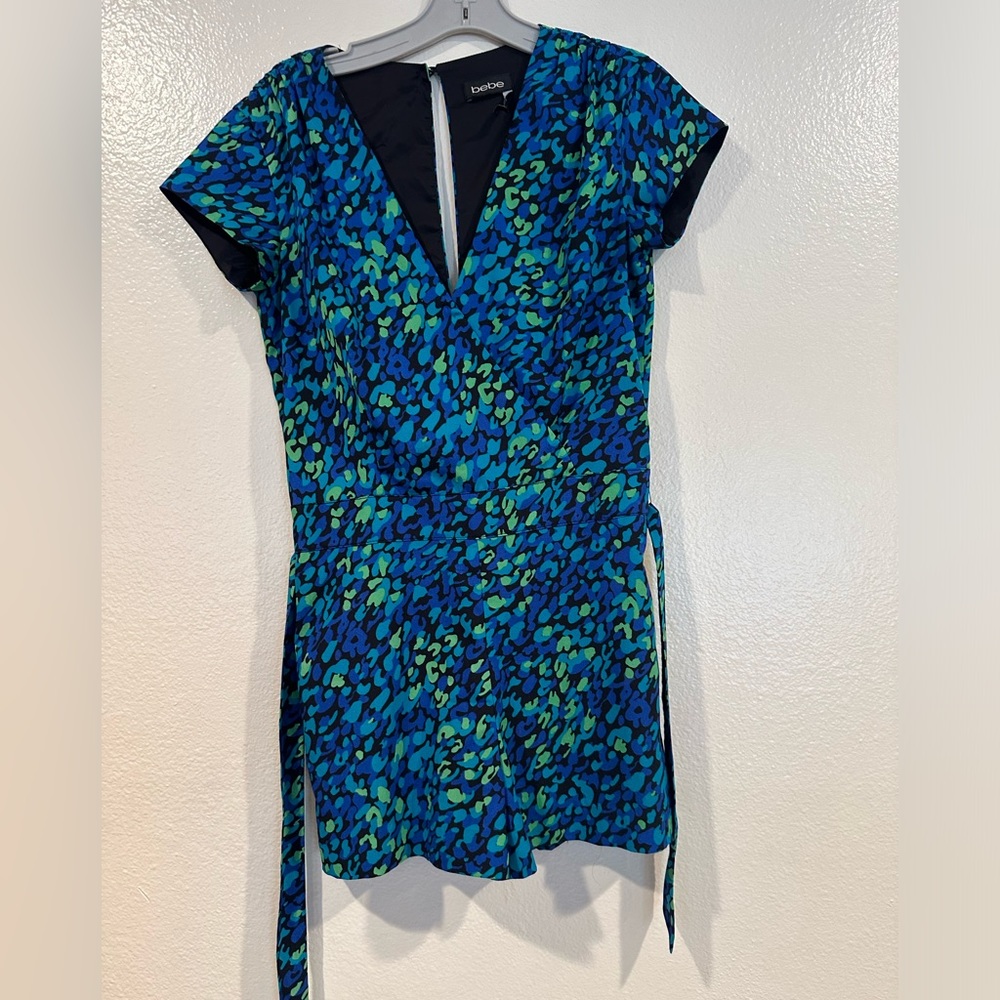Bebe multicolor Romper suit size s with back zipper and belt